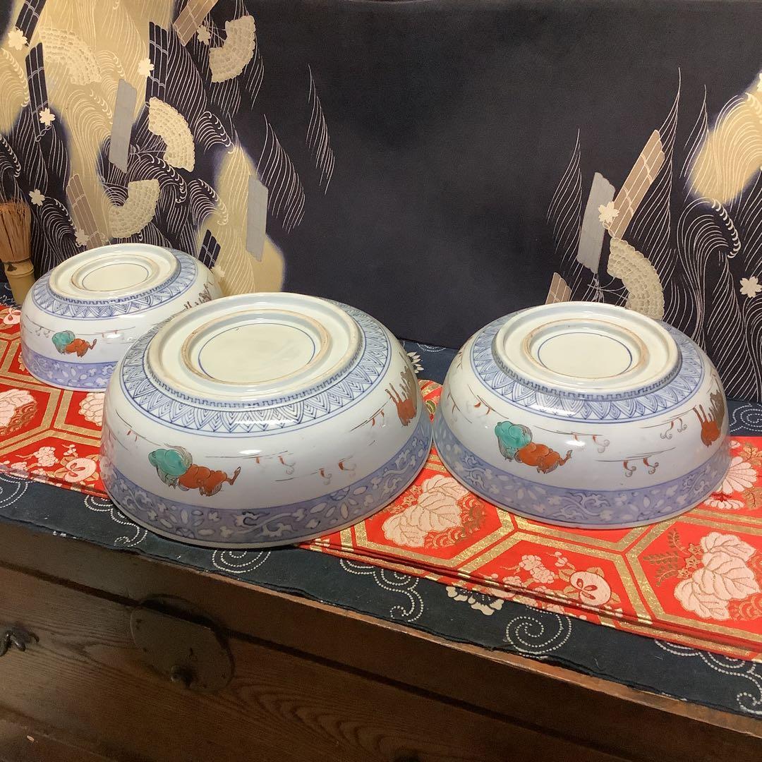 古伊万里　三つ鉢　鉢皿　女夫馬紋　幕末　馬年　九谷焼・大聖寺・李朝・輪島塗好き
