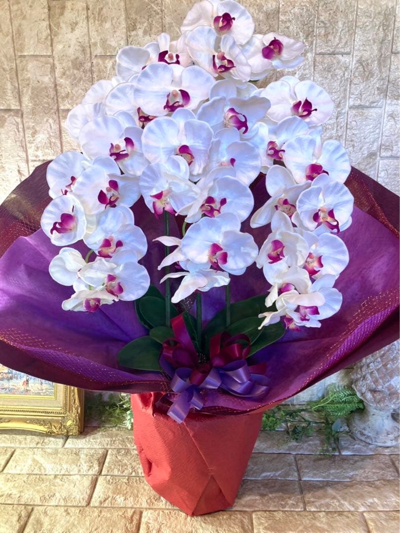 光触媒　人工観葉植物　ウォールグリーン　フェイクグリーン　胡蝶蘭8155