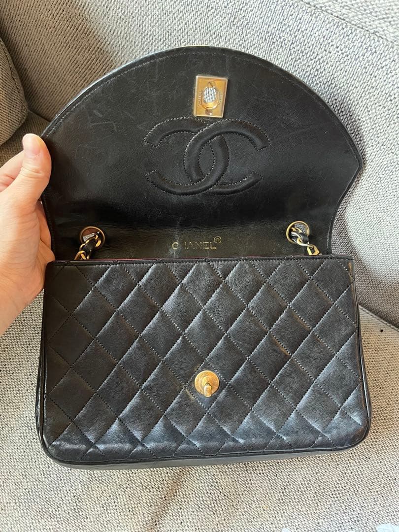 CHANEL ヴィンテージ　チェーン　ショルダーバッグ　マトラッセ　ラムスキン