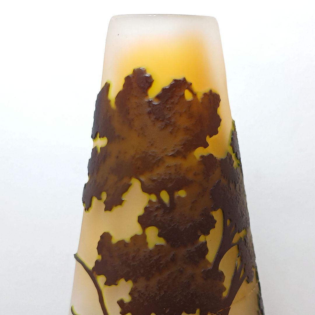 S189-2 エミールガレ 多層ガラス 湖畔文 花瓶 一輪挿し 難あり　HHH