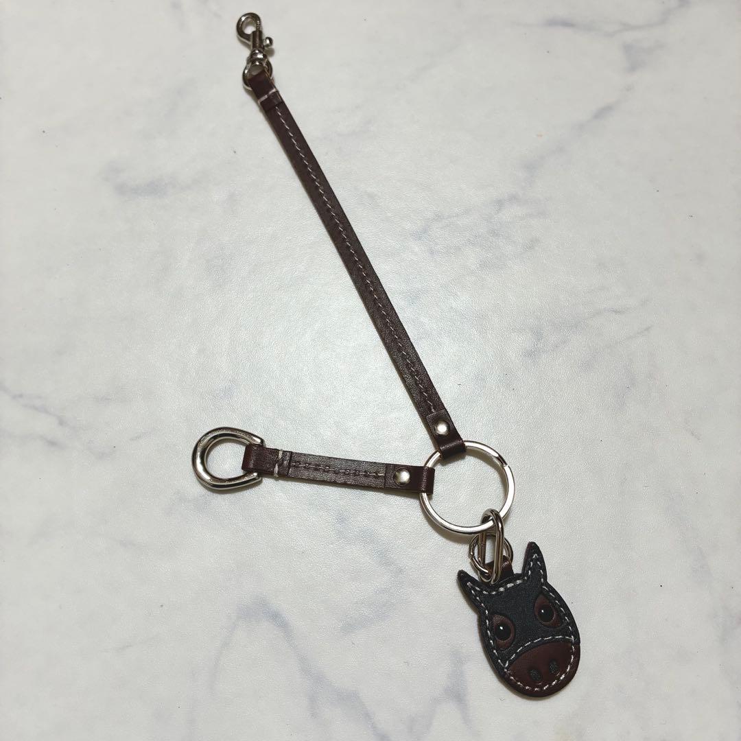 [超希少/極美品] ソメスサドル 馬 メンコチャーム レザー 茶×黒