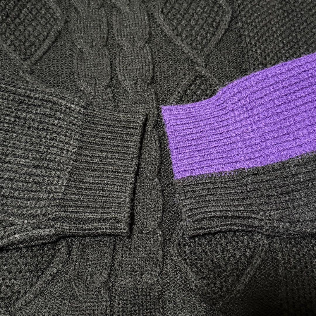 RADIO EVA エヴァ初号機カラー ケーブルニット L 黒×紫