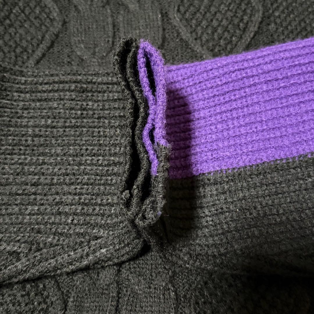 RADIO EVA エヴァ初号機カラー ケーブルニット L 黒×紫