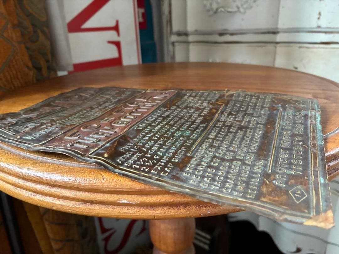 markun1024銅製　真鍮　サインプレート　看板　消化器　FIREレア