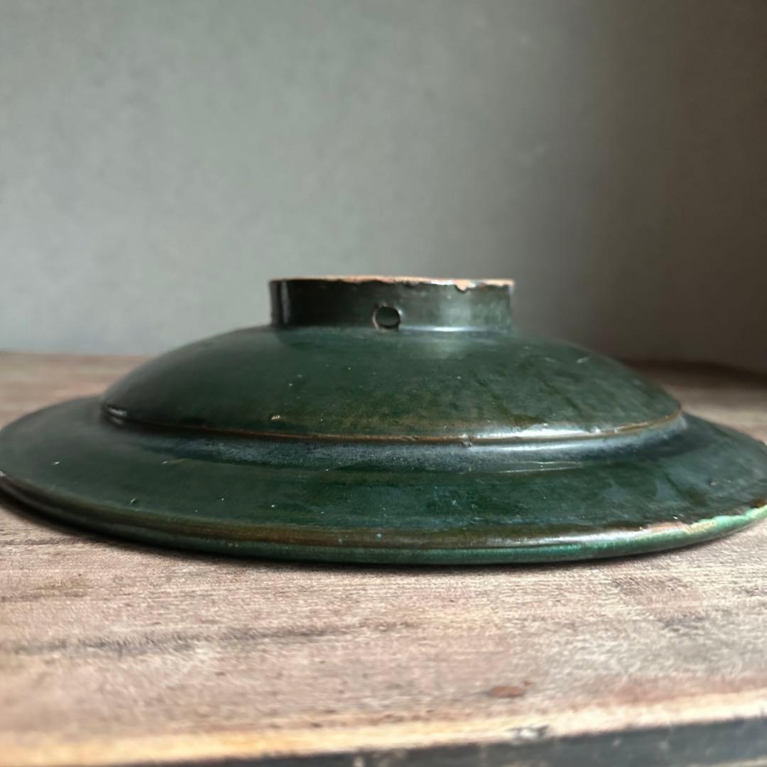 ブルガリア陶器　トロヤン焼　青釉内花柄　壁掛けデザイン　大皿　アンティーク