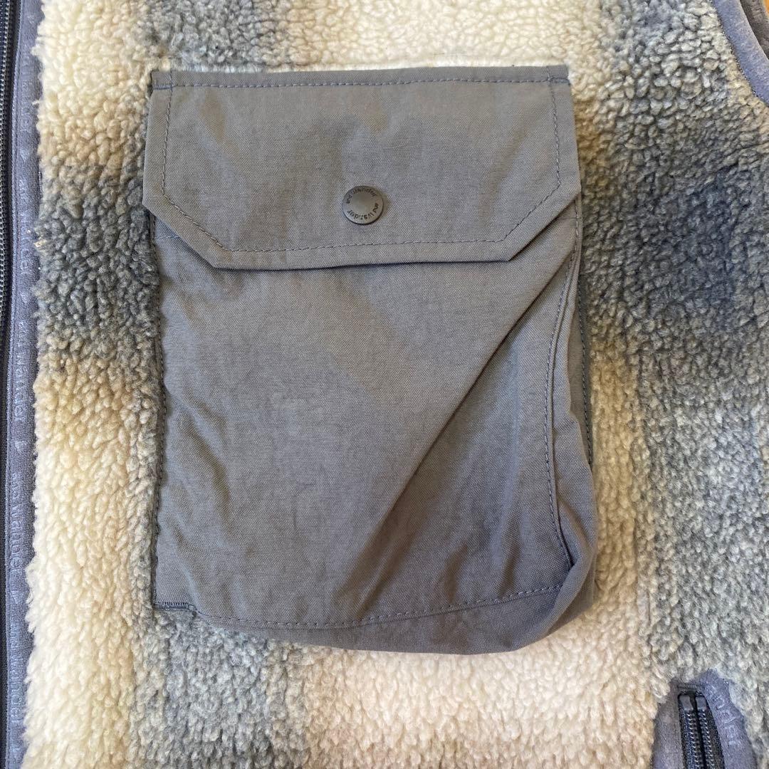 and wander チェック柄 フリース　ベスト　XL