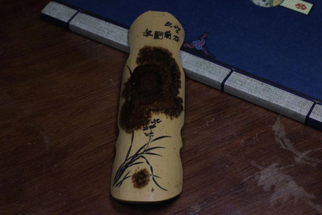 004古琴、茶則、七絃琴、竹、彫刻 茶合 茶道具 煎茶 中国茶、陳情令、魔道祖師