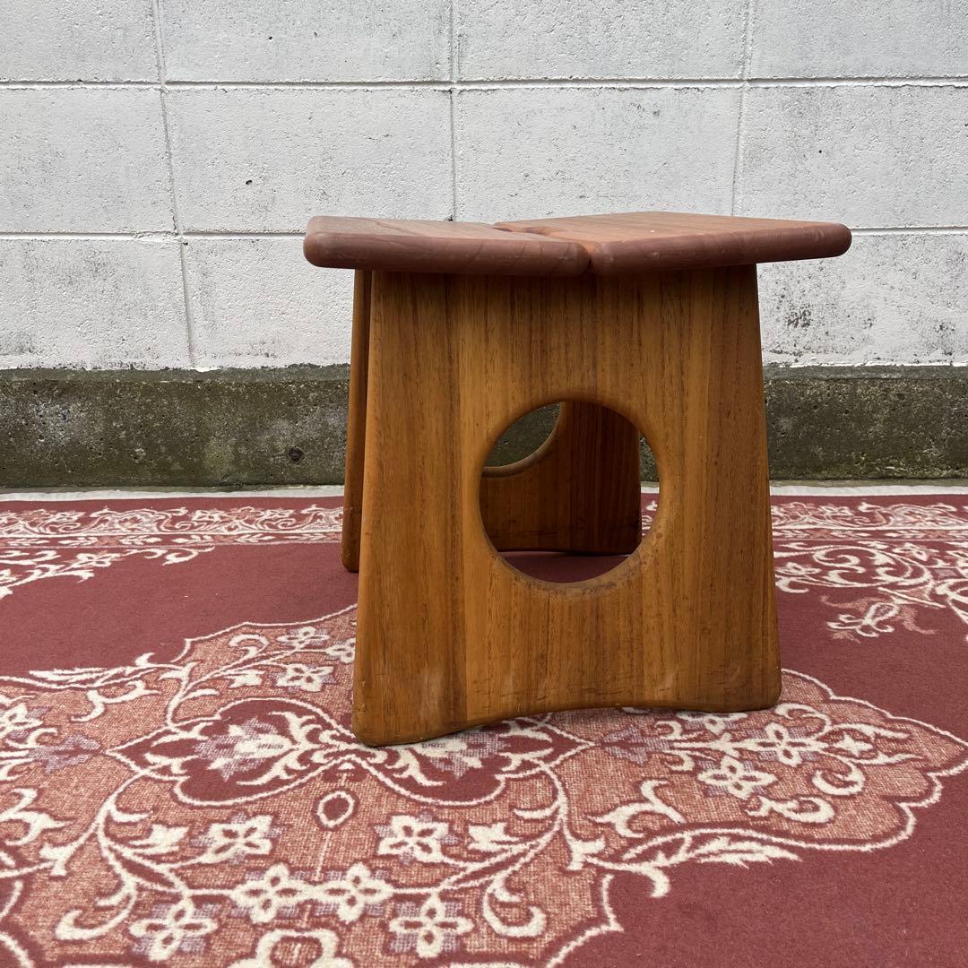 ビンテージ古道具◾️木製無垢材 桐材 角型スツール 椅子 イス