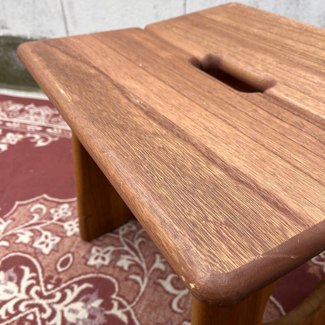 ビンテージ古道具◾️木製無垢材 桐材 角型スツール 椅子 イス