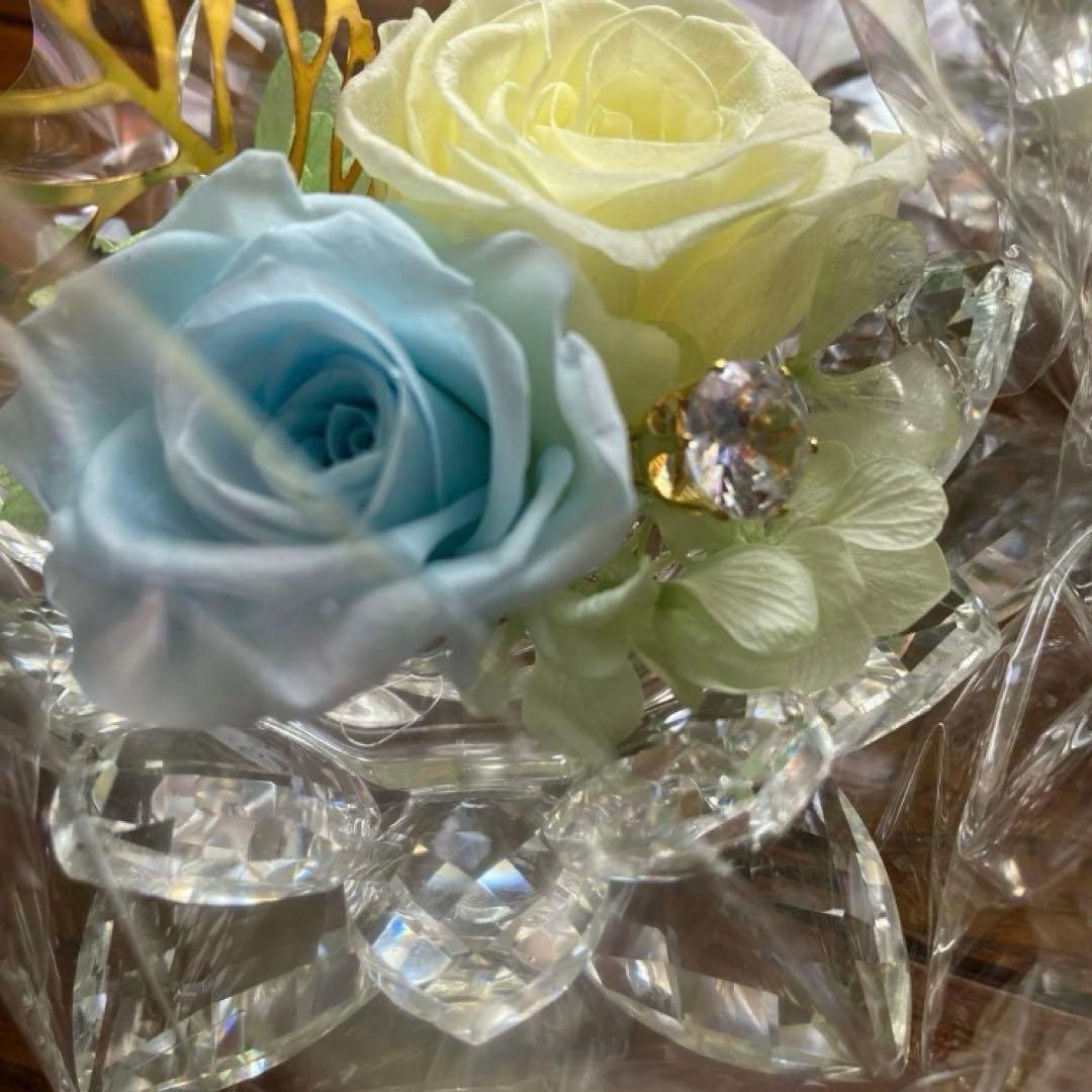 バラ アジサイ ブリザーブドフラワー 蓮花 クリスタルガラス お仏壇 お供え花