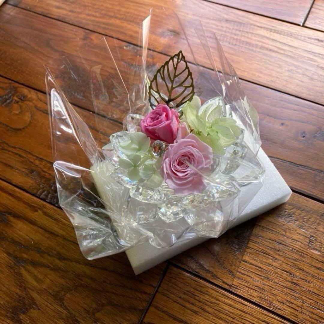 バラ アジサイ ブリザーブドフラワー 蓮花 クリスタルガラス お仏壇 お供え花