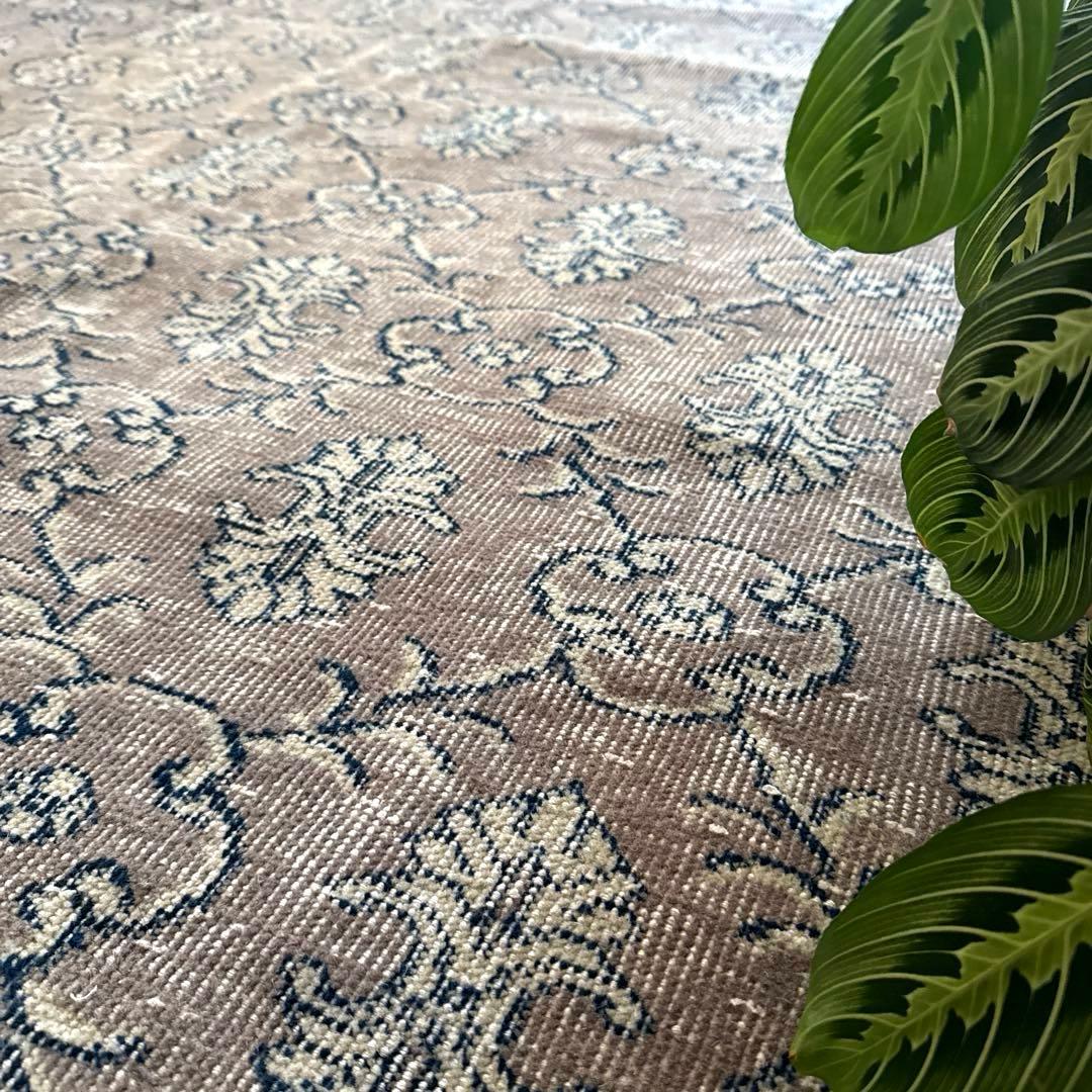 超大判162×282レアボタニカル紋章 グレージュ　トルコヴィンテージラグ