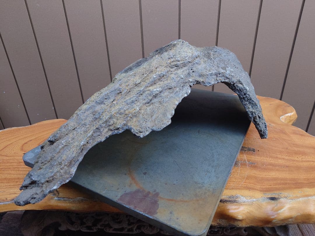 盆栽　鉢　鞍馬石？　平石　幅55.5cm