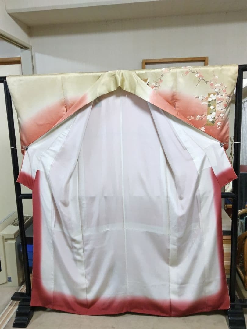 専用 最終値下げ F-274 訪問着 金彩 暈し 袷 鶴 松 梅 緞子 美品