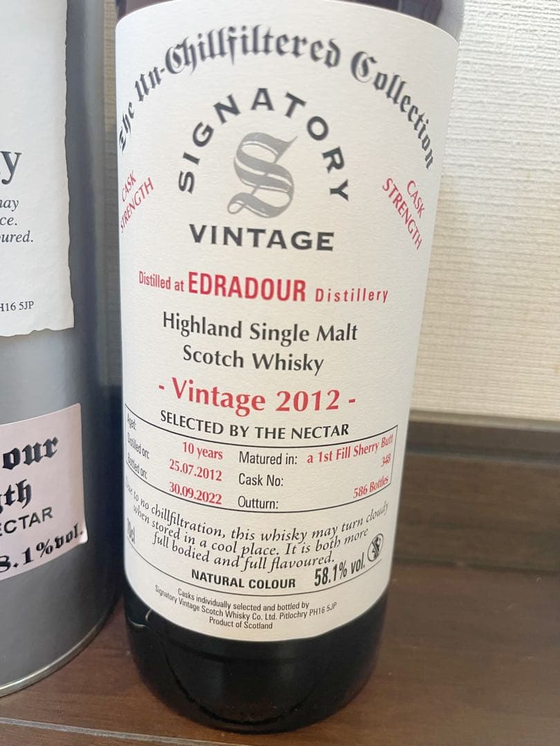 エドラダワー 10年　ファーストフィルシェリーカスク　58.1% シグナトリー