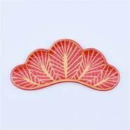 (お正月迎春食器）松葉型前菜皿　緑2枚＋赤1枚の3枚1セット