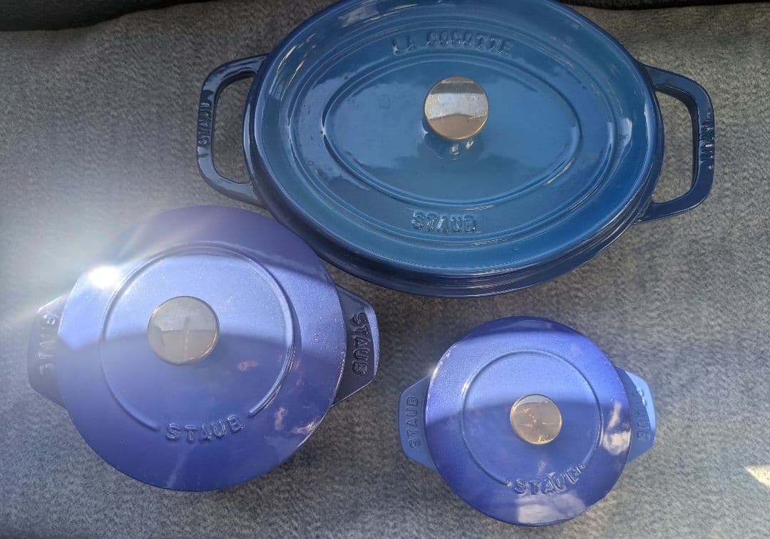 staub 昔のロイヤルブルー　3点セット