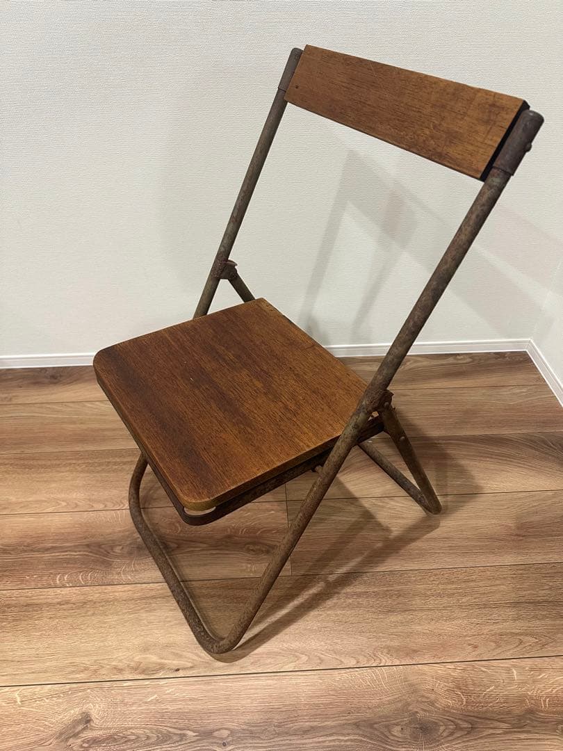 アンティーク 木製フォールディングチェア 花台 昭和レトロ