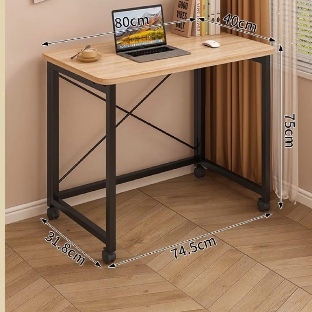折りたたみテーブル　勉強机　安いキャスター付　移動式　省スペースコンパクトデスク