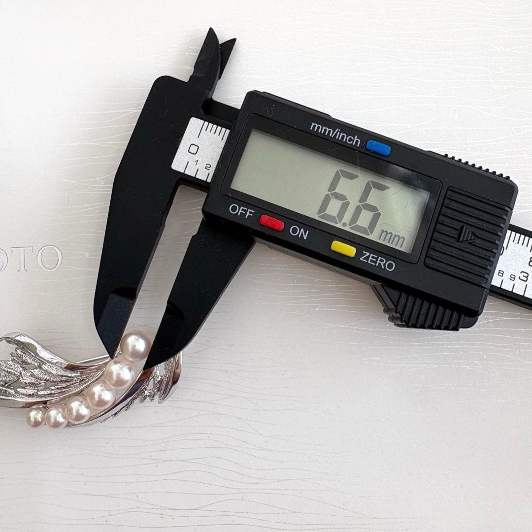 美品✨MIKIMOTO ブローチ あこや真珠 6珠 リーフM刻印 シルバー