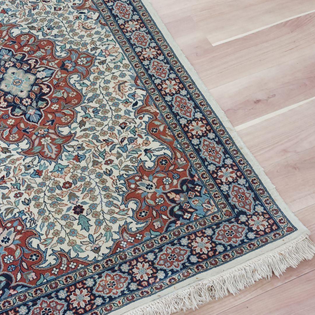 Y2651 高級トルコ絨毯 ウール 手織り 158×96㎝ 小花柄