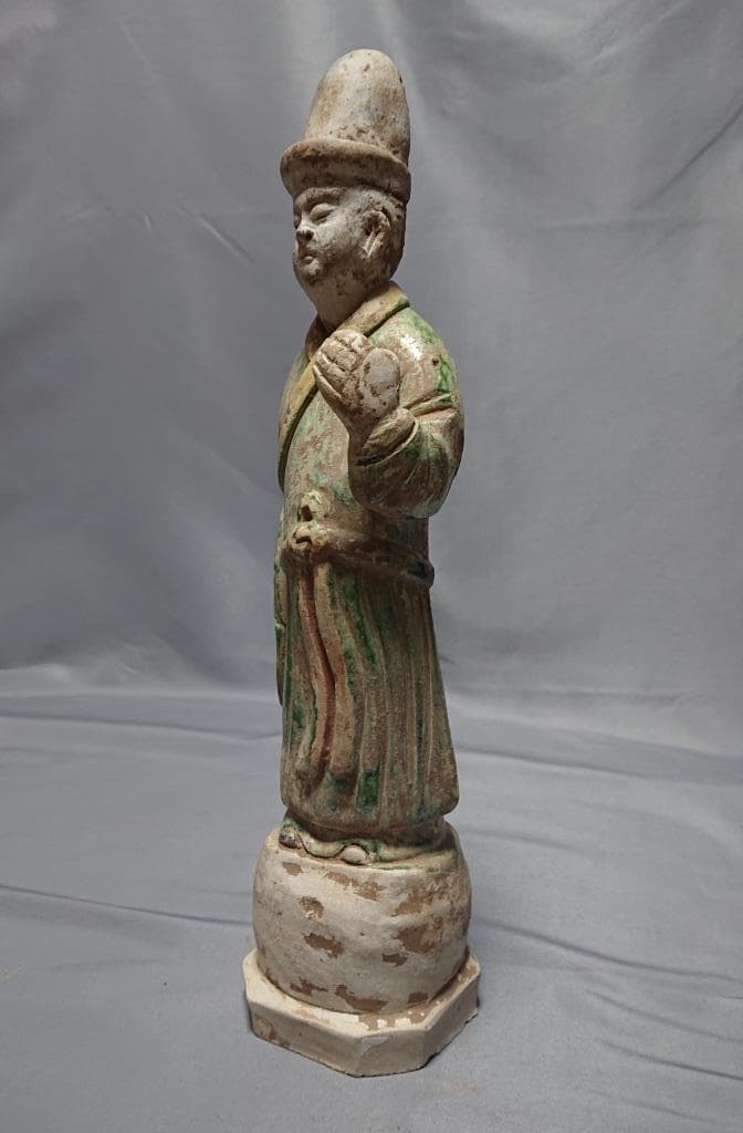 コレクター収集品　中国　唐三彩　立像　36.5cm