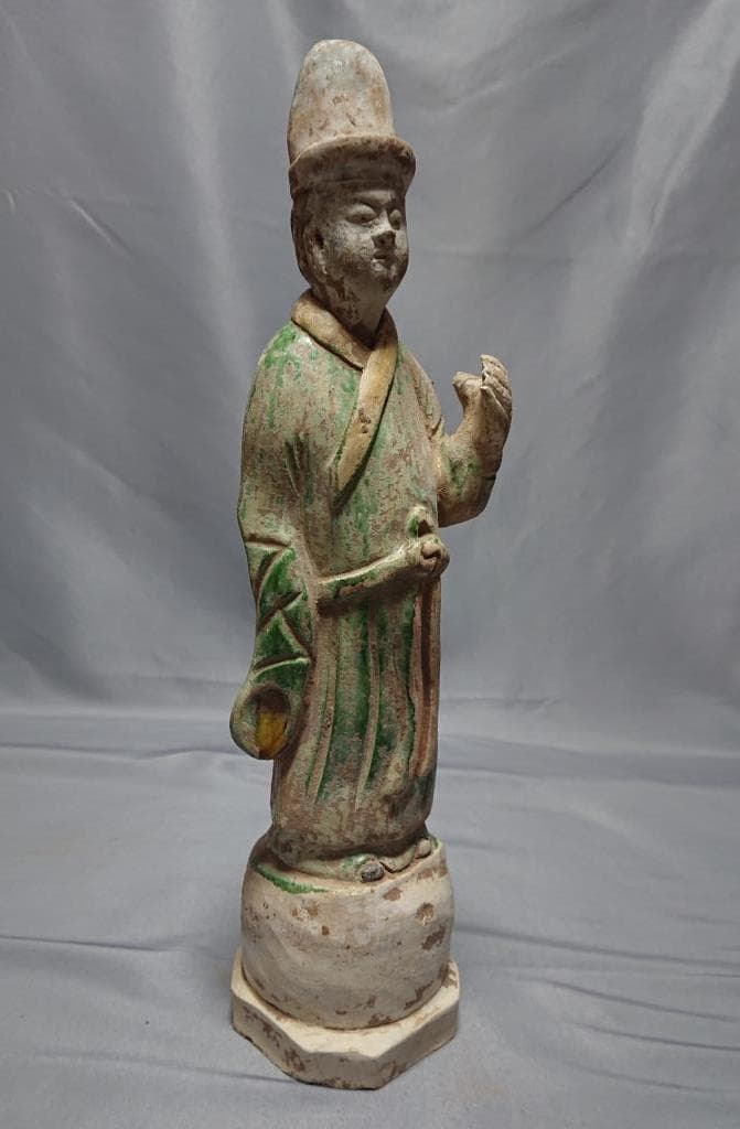 コレクター収集品　中国　唐三彩　立像　36.5cm