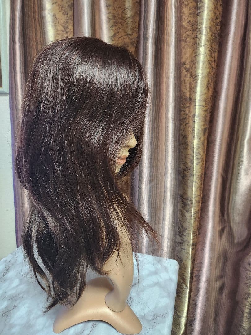 高級人毛100% ストレートウィッグ ロング