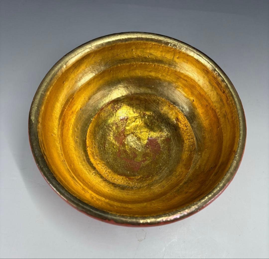 【茶道具】松楽造　赤楽金銀嶋台茶碗（共箱）★送料込★