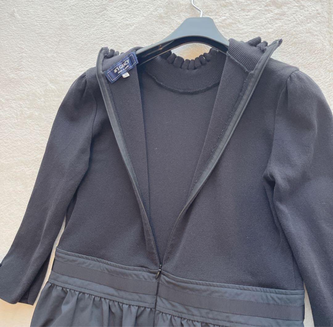 美品 M'S GRACY 2023 ニット タフタ ワンピース ブラック　42