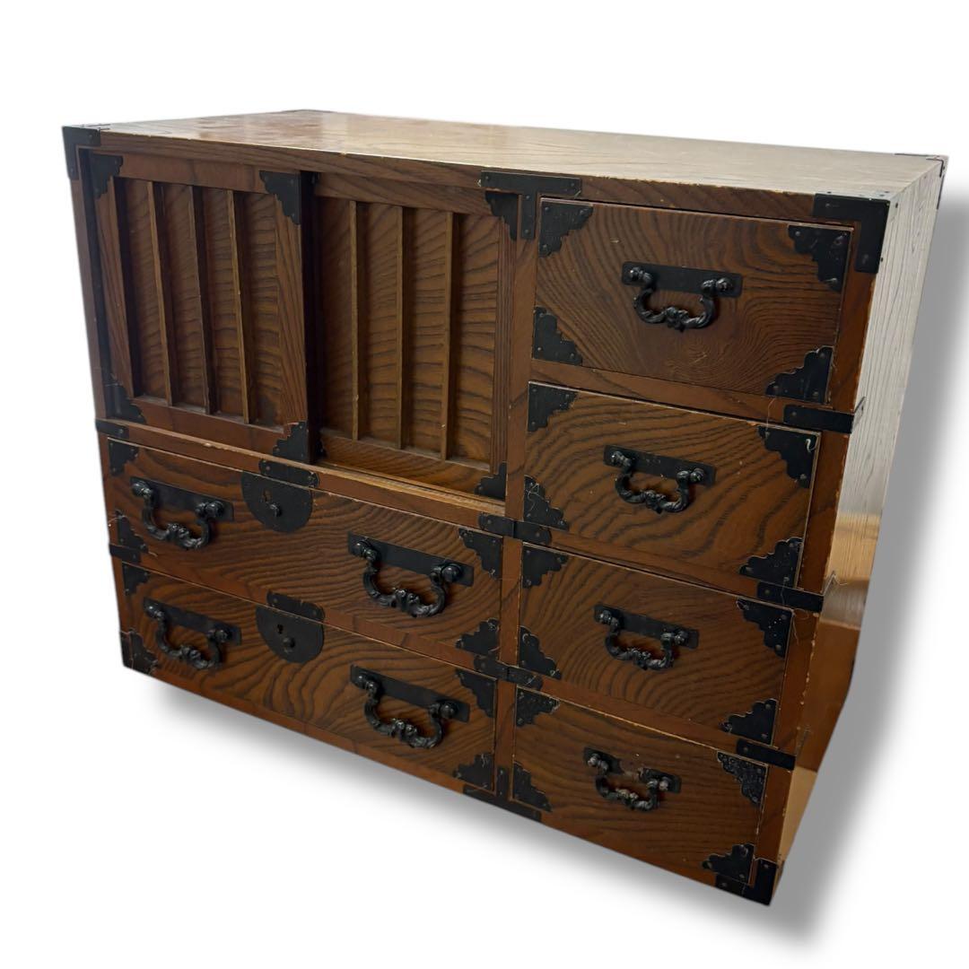 欅 ケヤキ 整理箪笥 箪笥 タンス たんす チェスト 時代箪笥 民藝 金具 気密