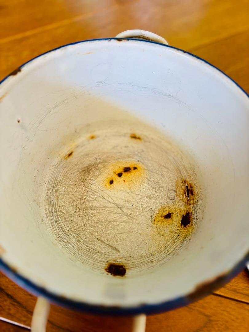 フランスアンティーク ホーロー パンジーの小さなお鍋 イエロー