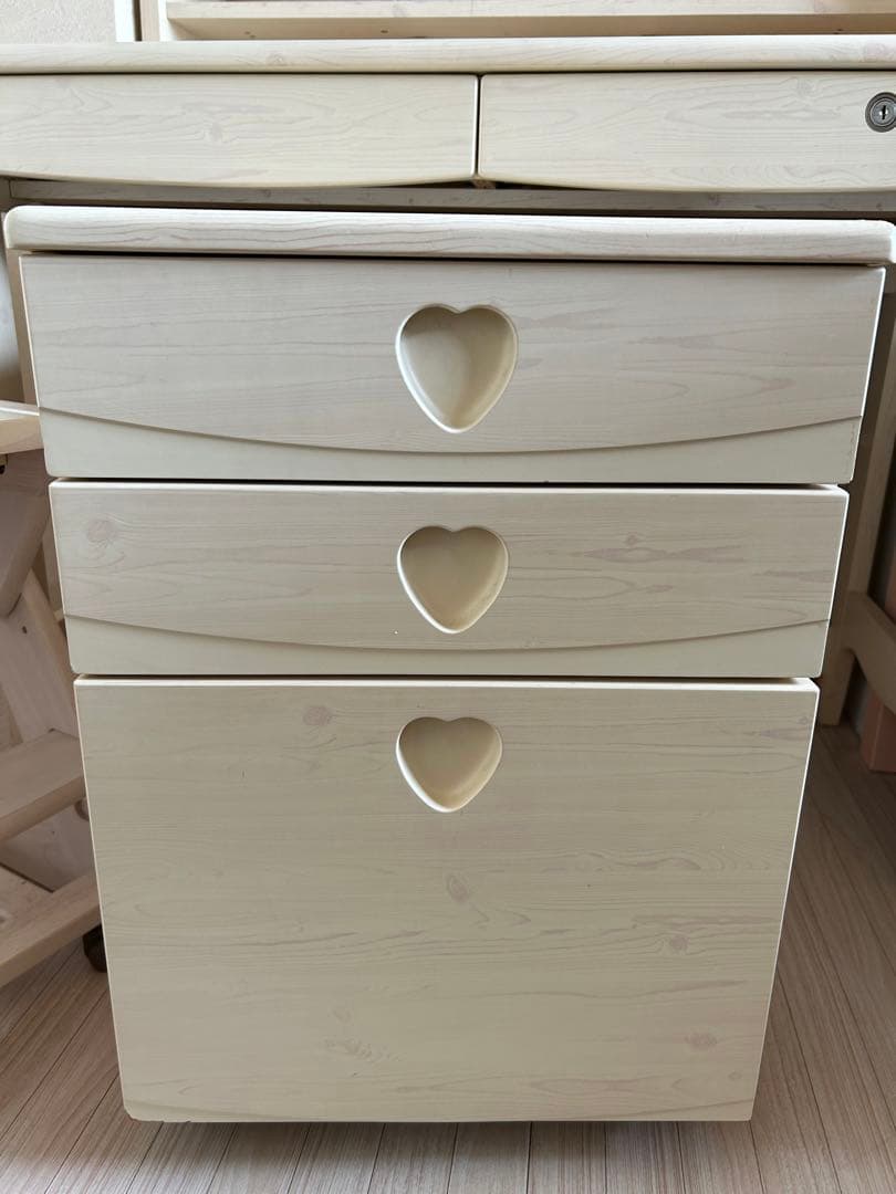 値段交渉可　直接引取限定　木製　学習机　デスク チェスト　チェア　椅子　ホワイト