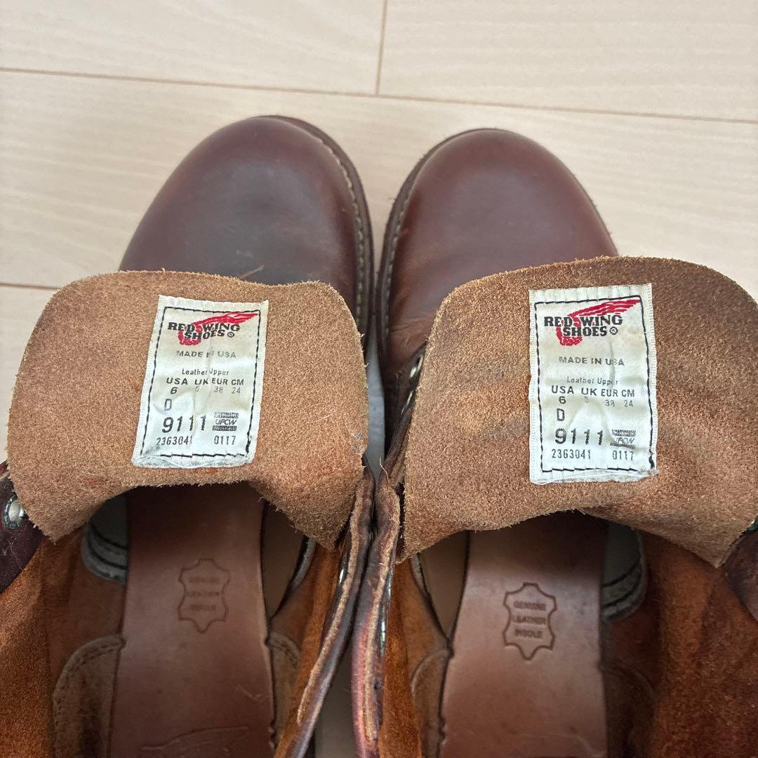 レッドウィング　US6D 赤茶9111 日本サイズ24.5cm 美品