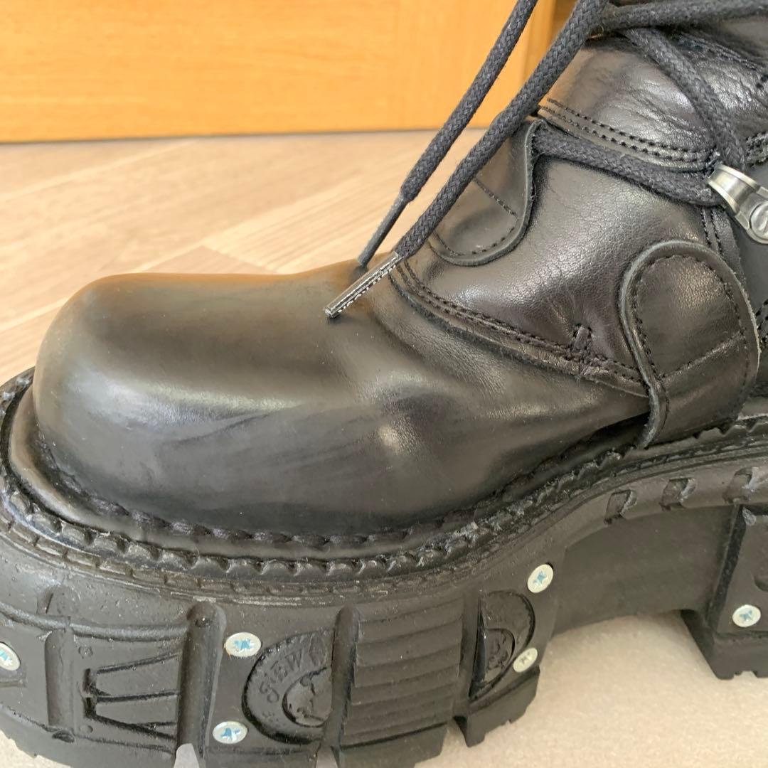 New Rock ユニセックスブラックコンバットブーツ M-TANK373-S1