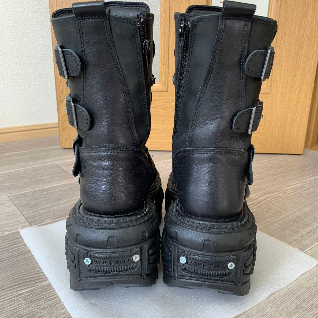 New Rock ユニセックスブラックコンバットブーツ M-TANK373-S1