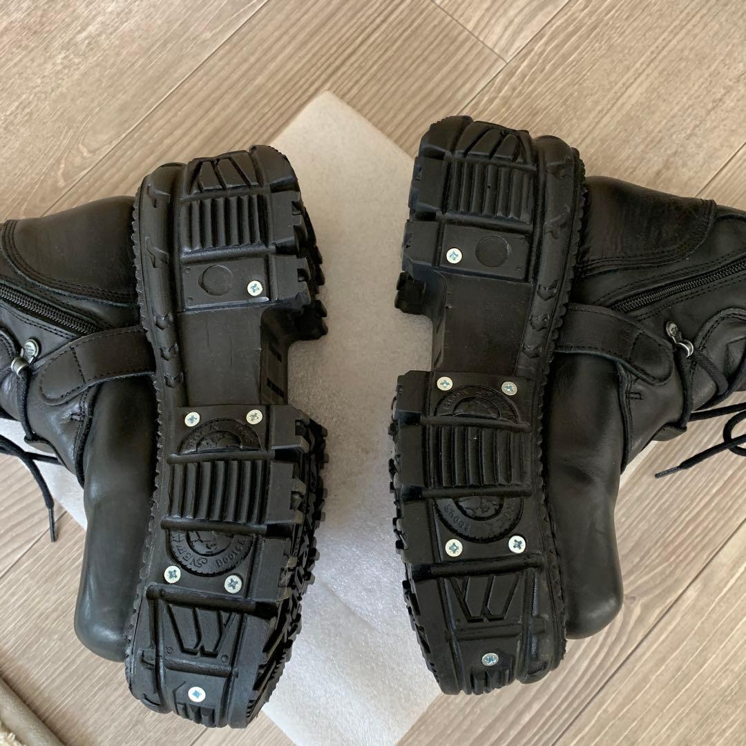 New Rock ユニセックスブラックコンバットブーツ M-TANK373-S1