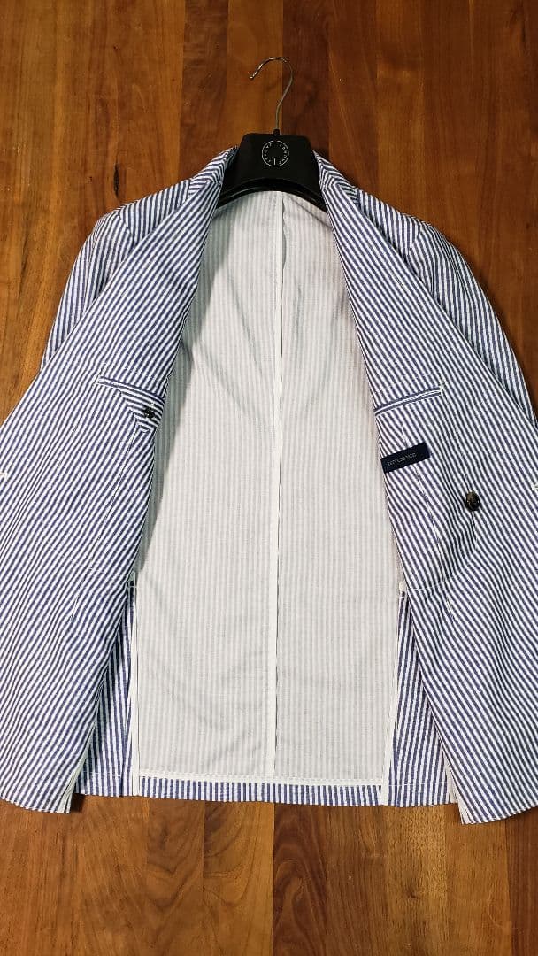 ダブル　ジャケット　シアサッカー　サマー　LARDINI BEAMS RING