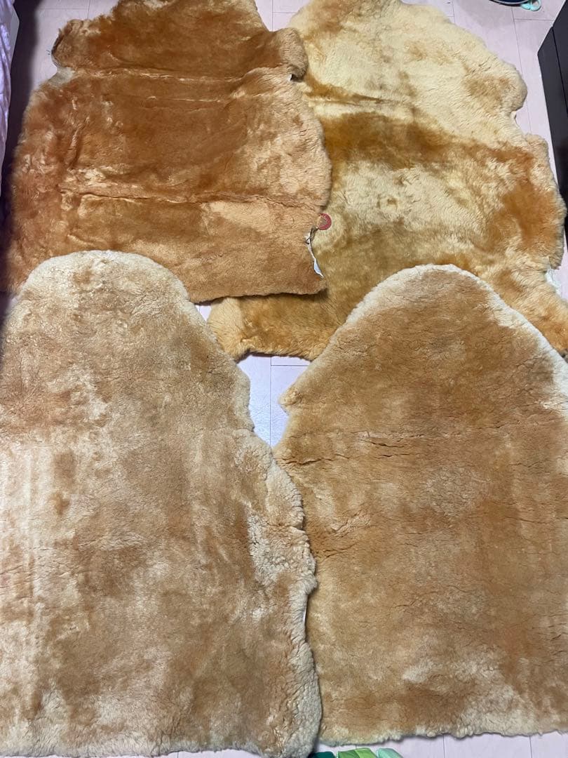 ムートン　ラグ　日本ムートン　4枚セット　冬キャンプ