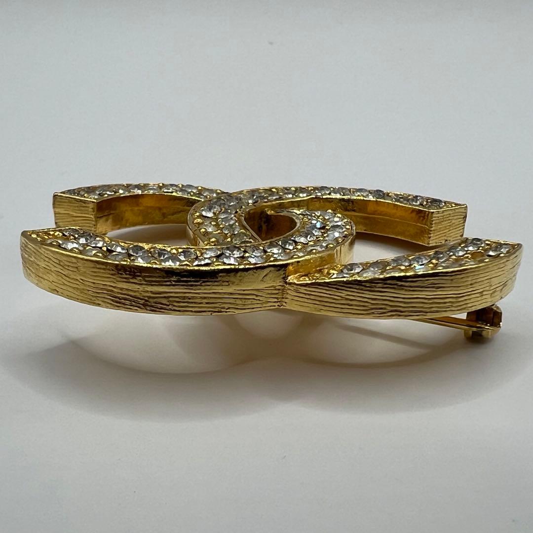 【未使用に近い】シャネル ブローチ ココマーク ラインストーン ゴールド金具