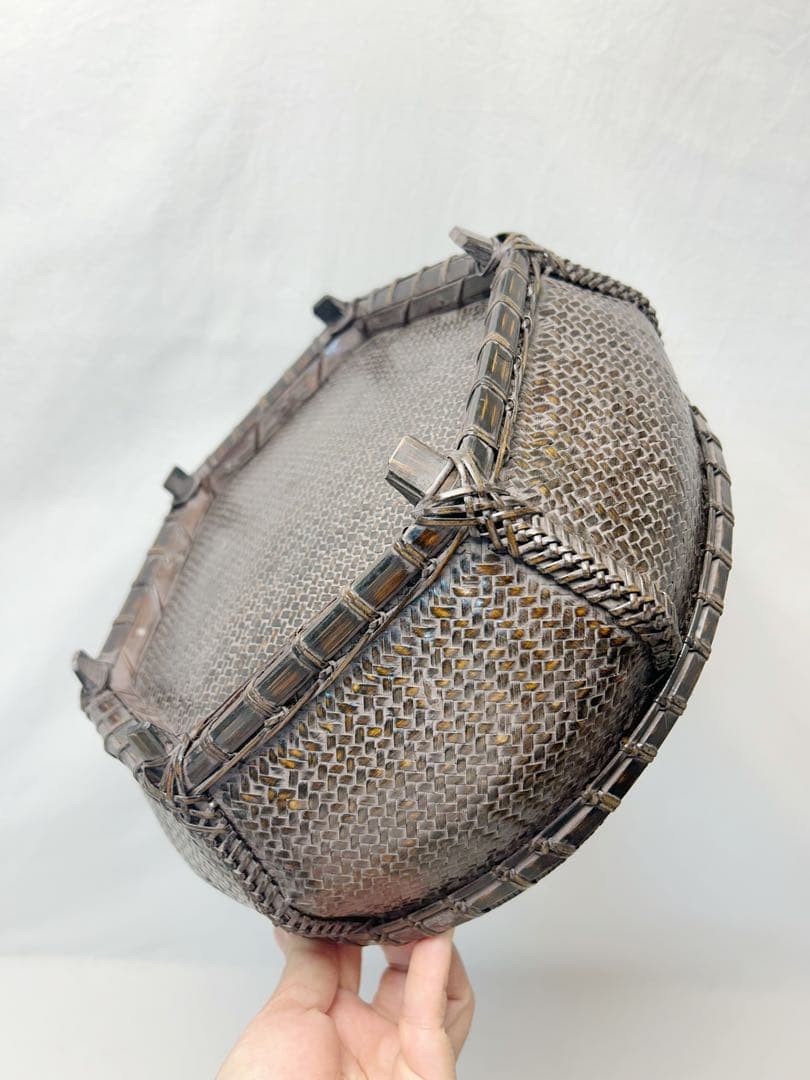 未使用 茶道具 唐物写六角 炭斗 炭入 元箱