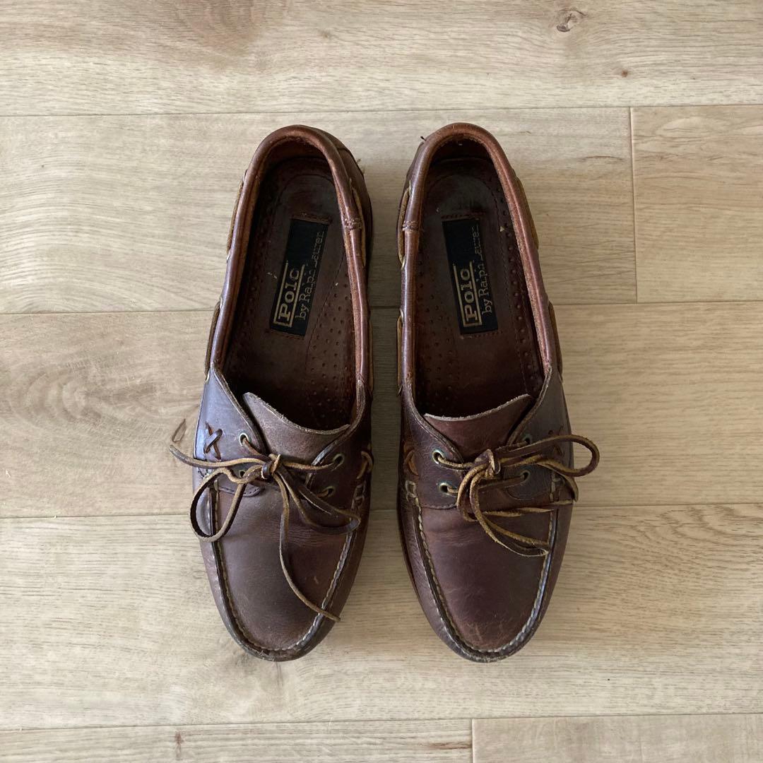 雰囲気◎ 90’s Polo Ralph Lauren レザー デッキシューズ