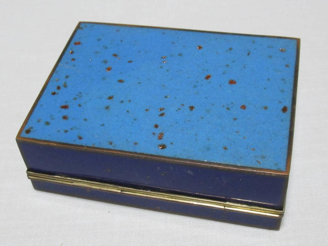 美品 希少 大正時代◆京七宝 稲葉七宝 内銀鍍銀 外観(小鳥/小菊図) 小物入れ