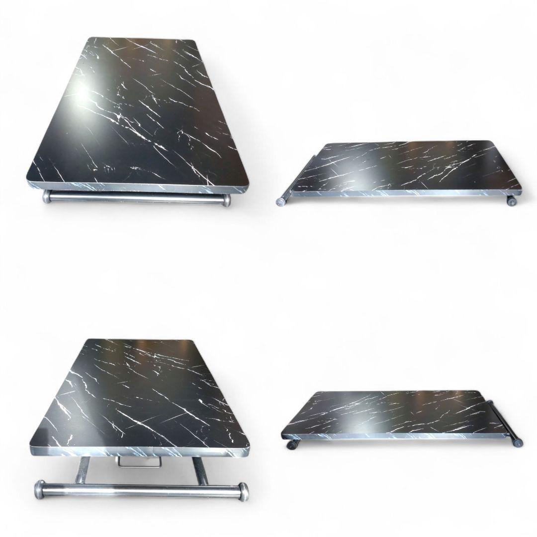 昇降式 テーブル　リフティングテーブル　110 × 60　マーブルストーン調