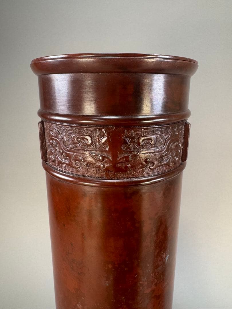 いけばな　唐銅　鋳銅　三寄寸胴花器　古流　池坊　未生流　龍生派　銅花瓶　華道具