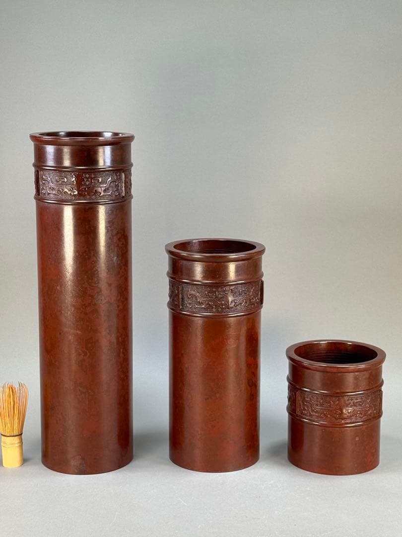 いけばな　唐銅　鋳銅　三寄寸胴花器　古流　池坊　未生流　龍生派　銅花瓶　華道具