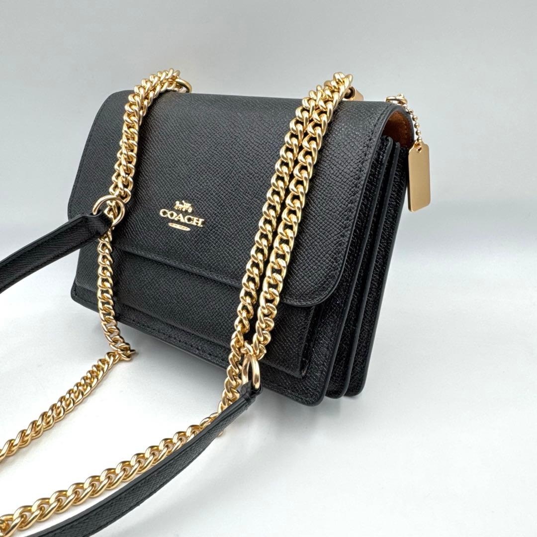 極美品✨COACH チェーン　ショルダーウォレット　ブラック　レザー　3way