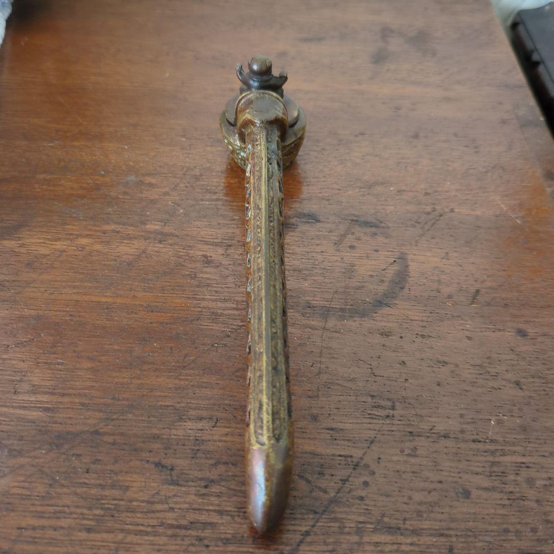 骨董　矢立て　唐子　金属　筆入れ　墨入れ　書道具　銅