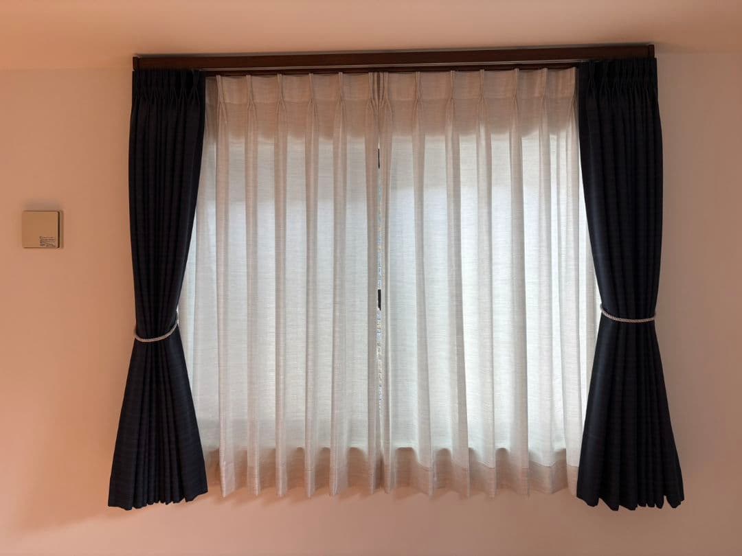 KEYUCA　オーダー　ドレープカーテン レースカーテン　ダークブルー（腰高）