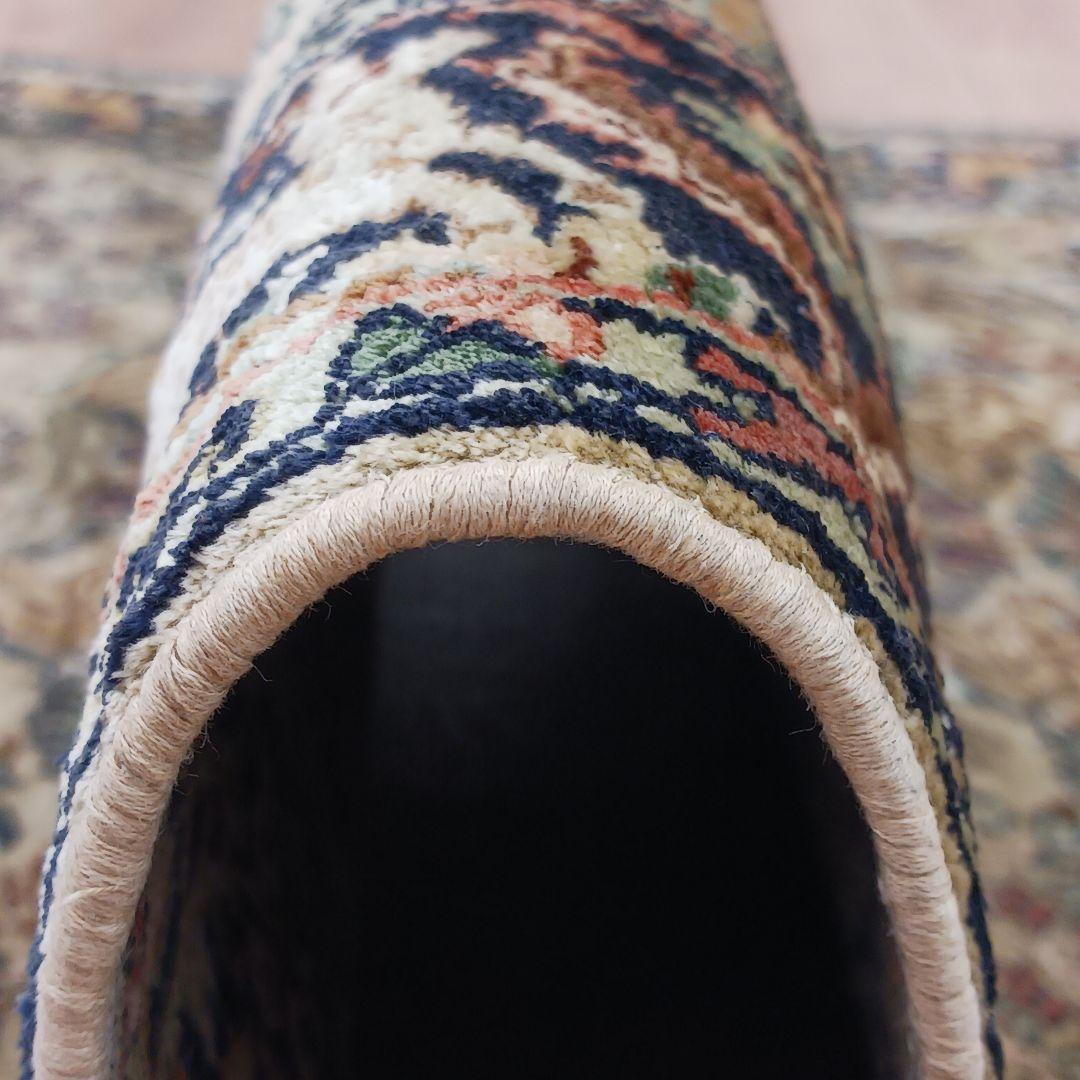 専用Y3137 インド カシミールシルク絨毯 手織り 151×94㎝